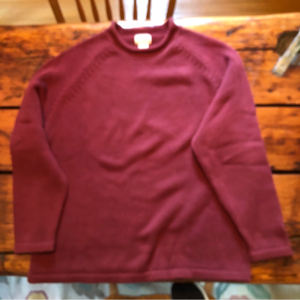 Men's 100% Cotton Maroon Roll Neck Sweater L